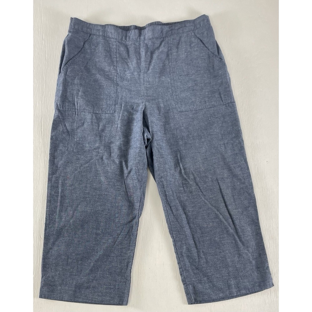 Alfred Dunner Women's 12 Bayou Chambray Capri Pants with Pockets‎ Cotton/Linen